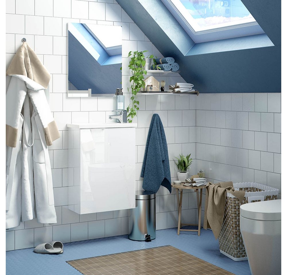 FORES HABITAT Waschbeckenunterschrank in Weiß lackiert - 40x58x22 (BxHxT) günstig online kaufen