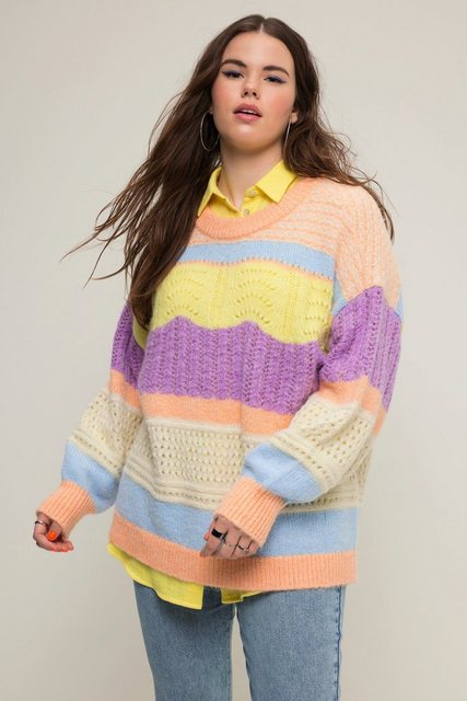 Studio Untold Strickpullover Pullover Boxy Shape Ringel Rundhals Langarm günstig online kaufen