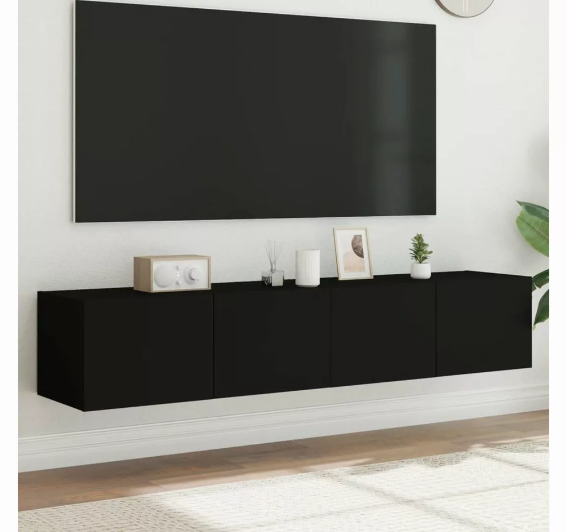 vidaXL TV-Schrank TV-Wandschränke mit LED-Leuchten 2 Stk. Schwarz 80x35x31 günstig online kaufen