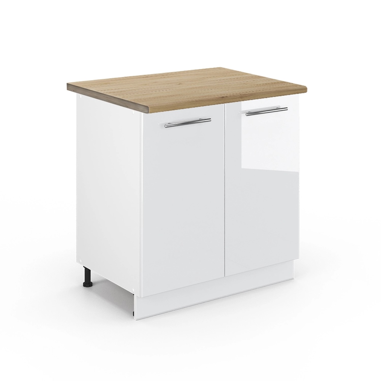 Vicco Spülenunterschrank Fame-Line Weiß Hochglanz/Weiß 80 cm mit Regal AP E günstig online kaufen