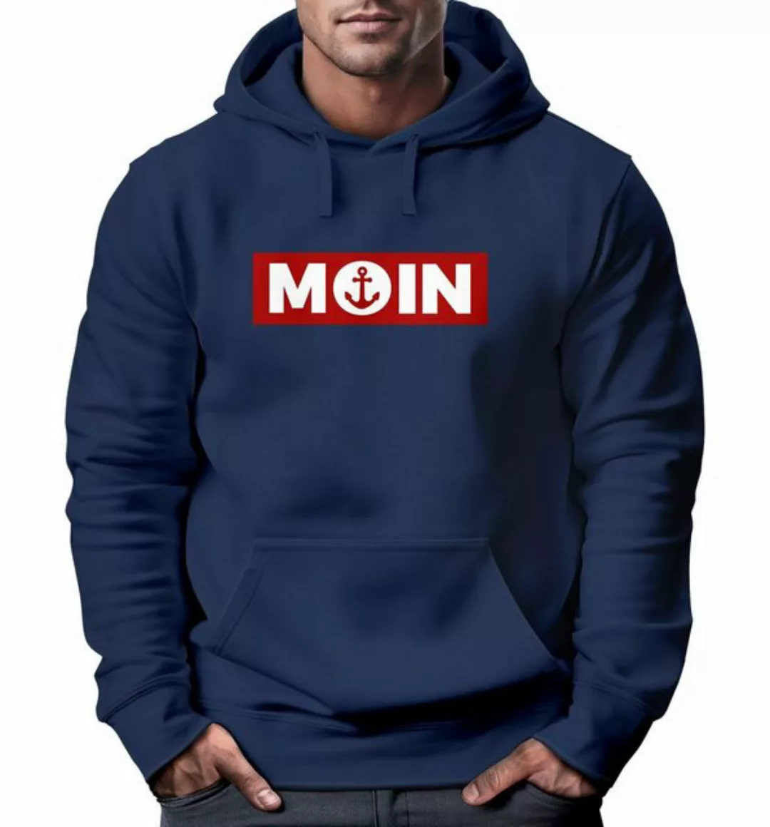 Neverless Hoodie Hoodie Herren Moin norddeutsch Morgen Anker Kapuzen-Pullov günstig online kaufen