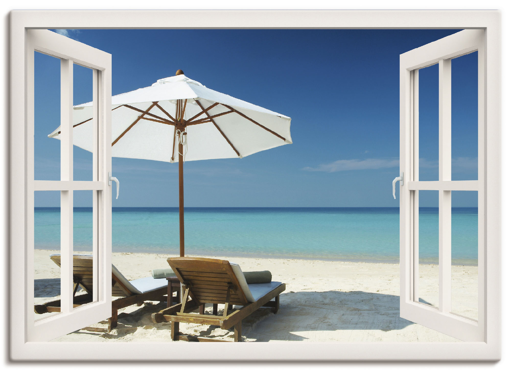 Artland Wandbild »Fensterblick - Zwei Liegestühle«, Fensterblick, (1 St.), günstig online kaufen