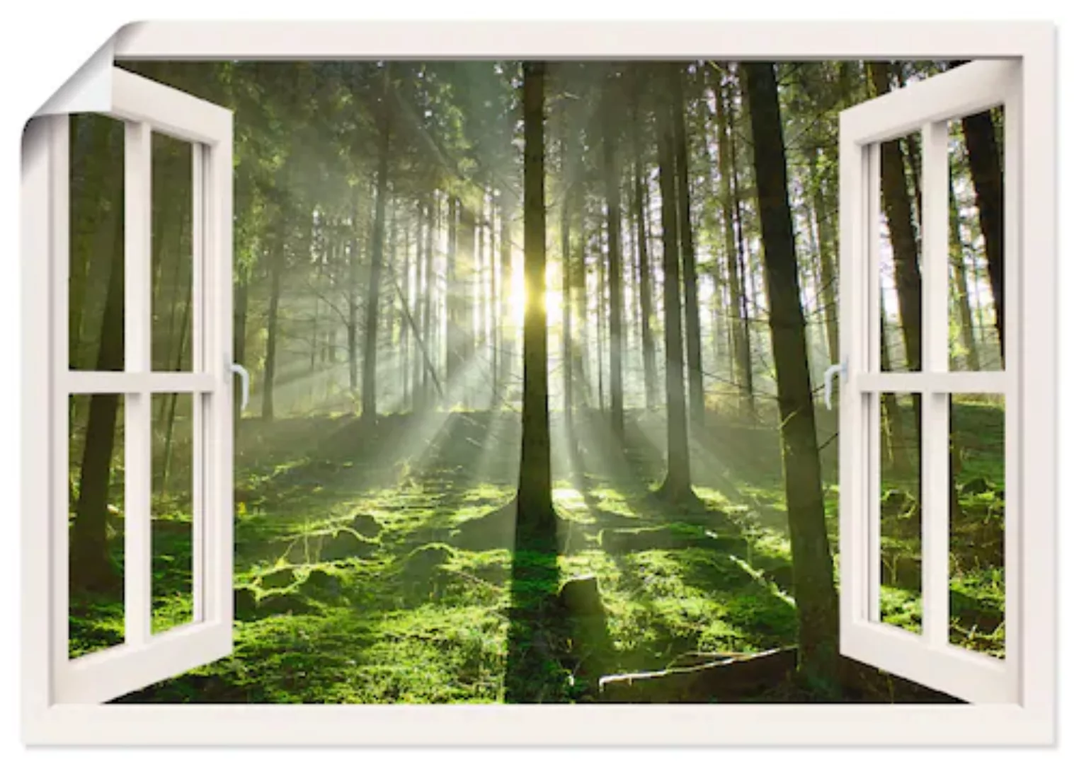 Artland Wandbild "Fensterblick - Wald im Gegenlicht", Fensterblick, (1 St.) günstig online kaufen
