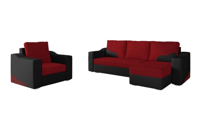 Fun Möbel Polstergarnitur Sofaset Ecksofa COLLIN mit Ottomane plus Sessel, günstig online kaufen