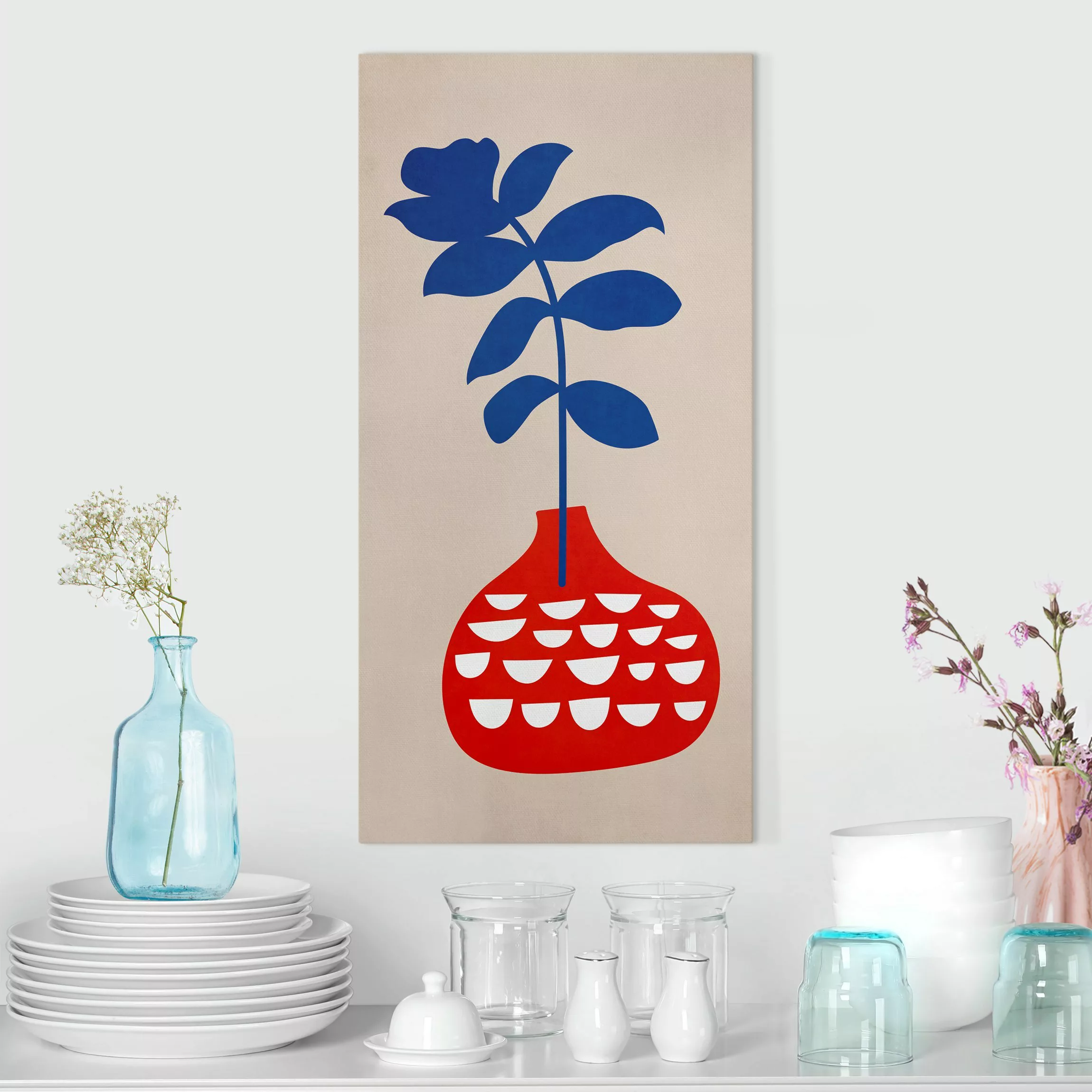 Leinwandbild Rote Blumenvase günstig online kaufen