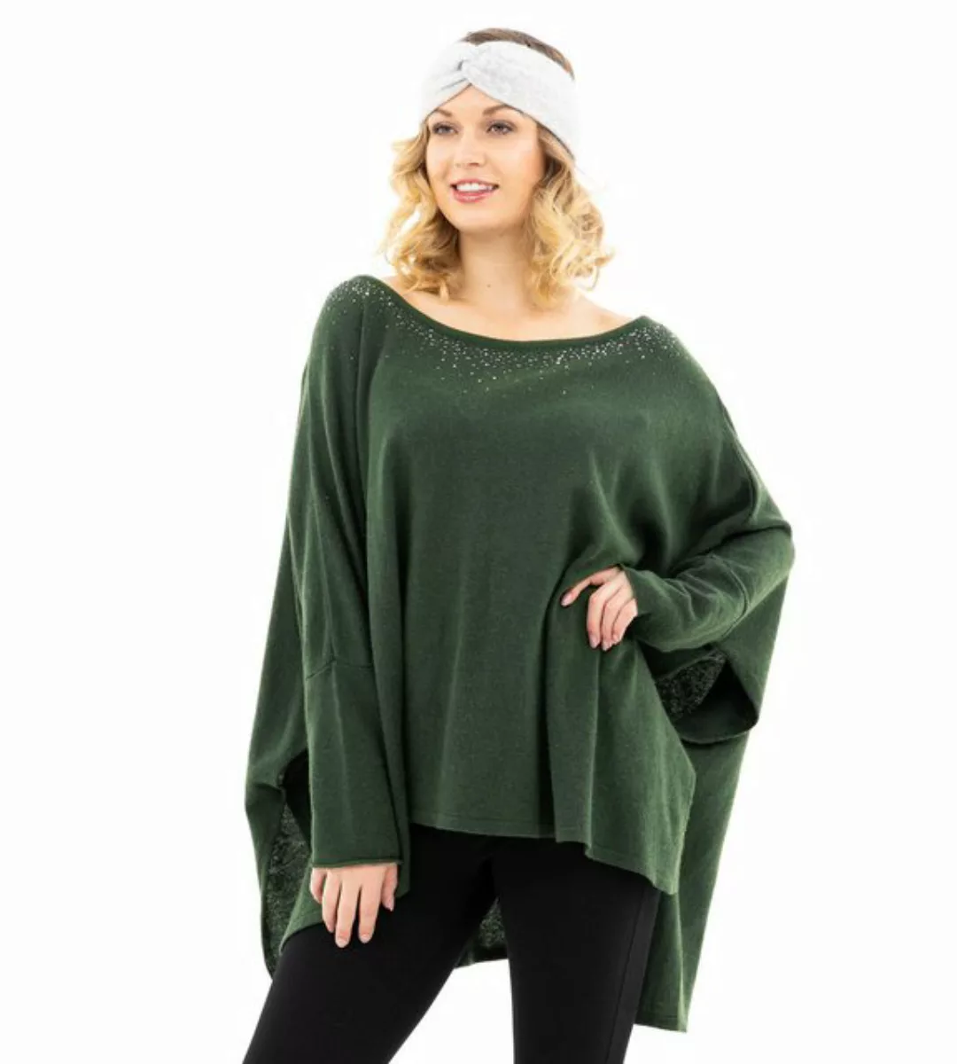 Zwillingsherz Poncho Blusenponcho mit Strasssteinen günstig online kaufen