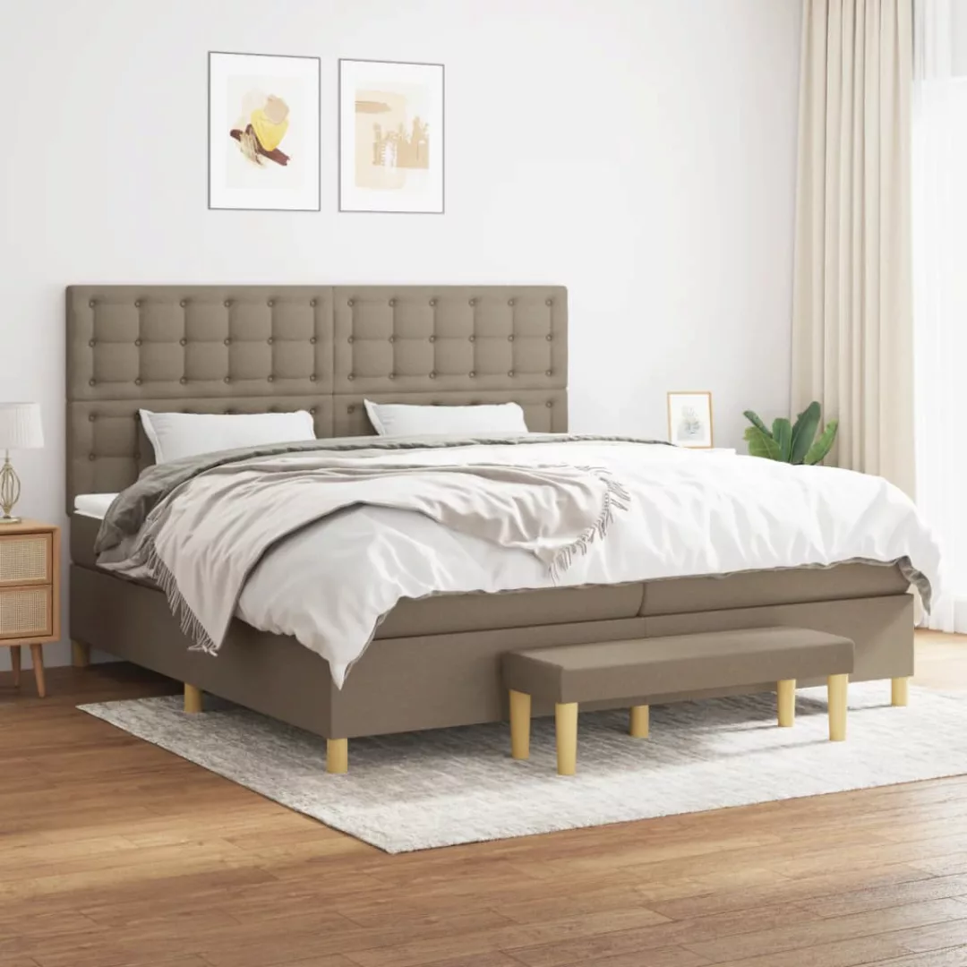 Vidaxl Boxspringbett Mit Matratze Taupe 200x200 Cm Stoff günstig online kaufen