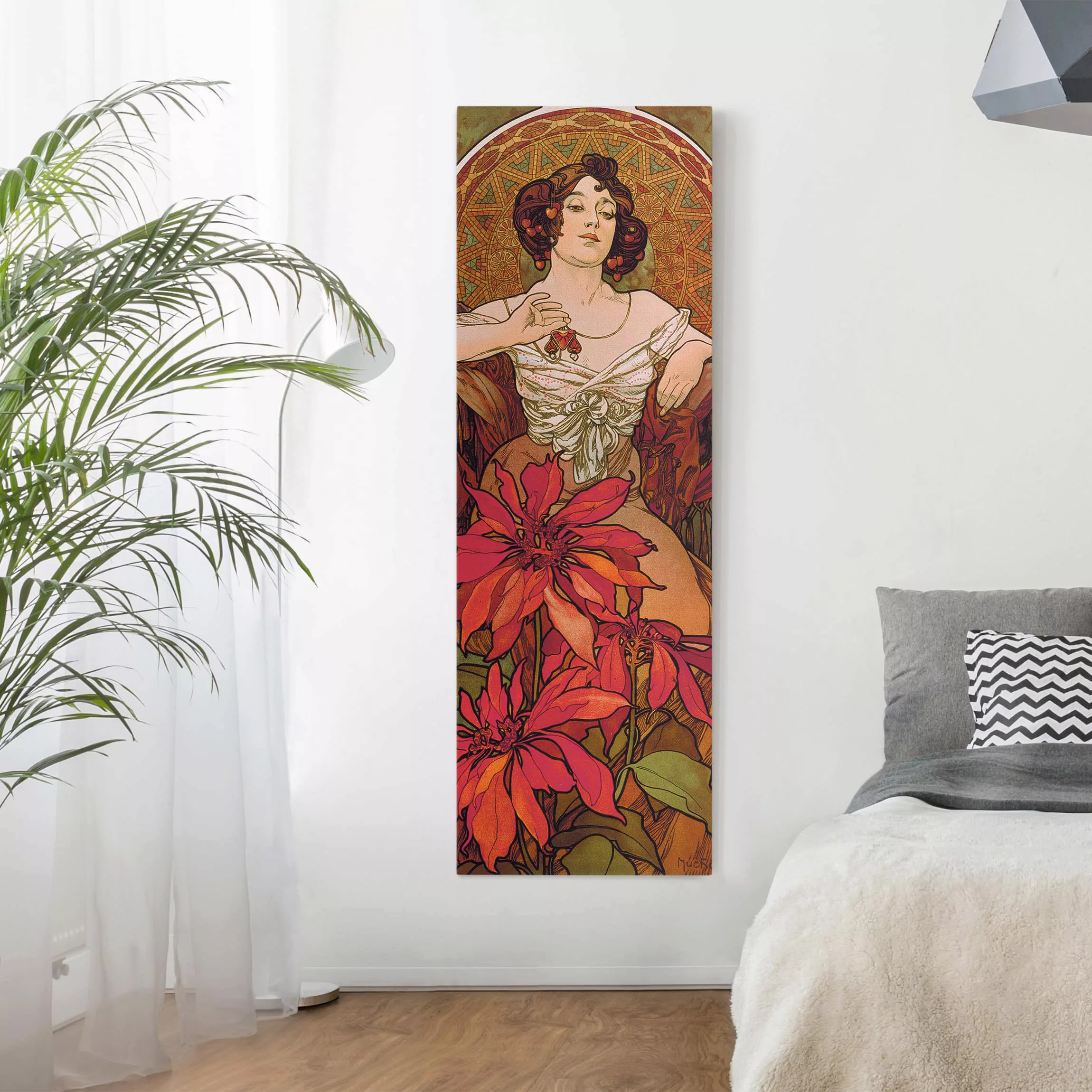 Leinwandbild Blumen - Hochformat Alfons Mucha - Edelsteine - Rubin günstig online kaufen