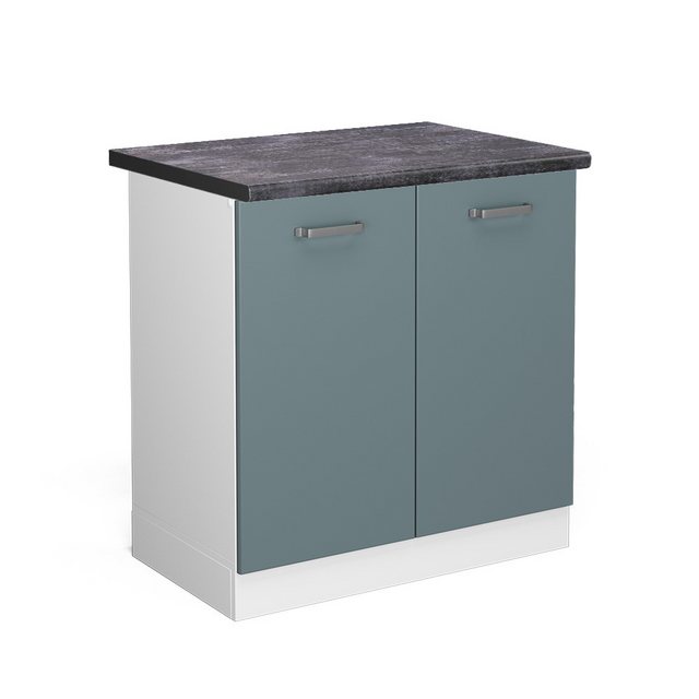 Vicco Spülenunterschrank R-Line, Blau-Grau/Weiß, 80 cm, AP Anthrazit günstig online kaufen