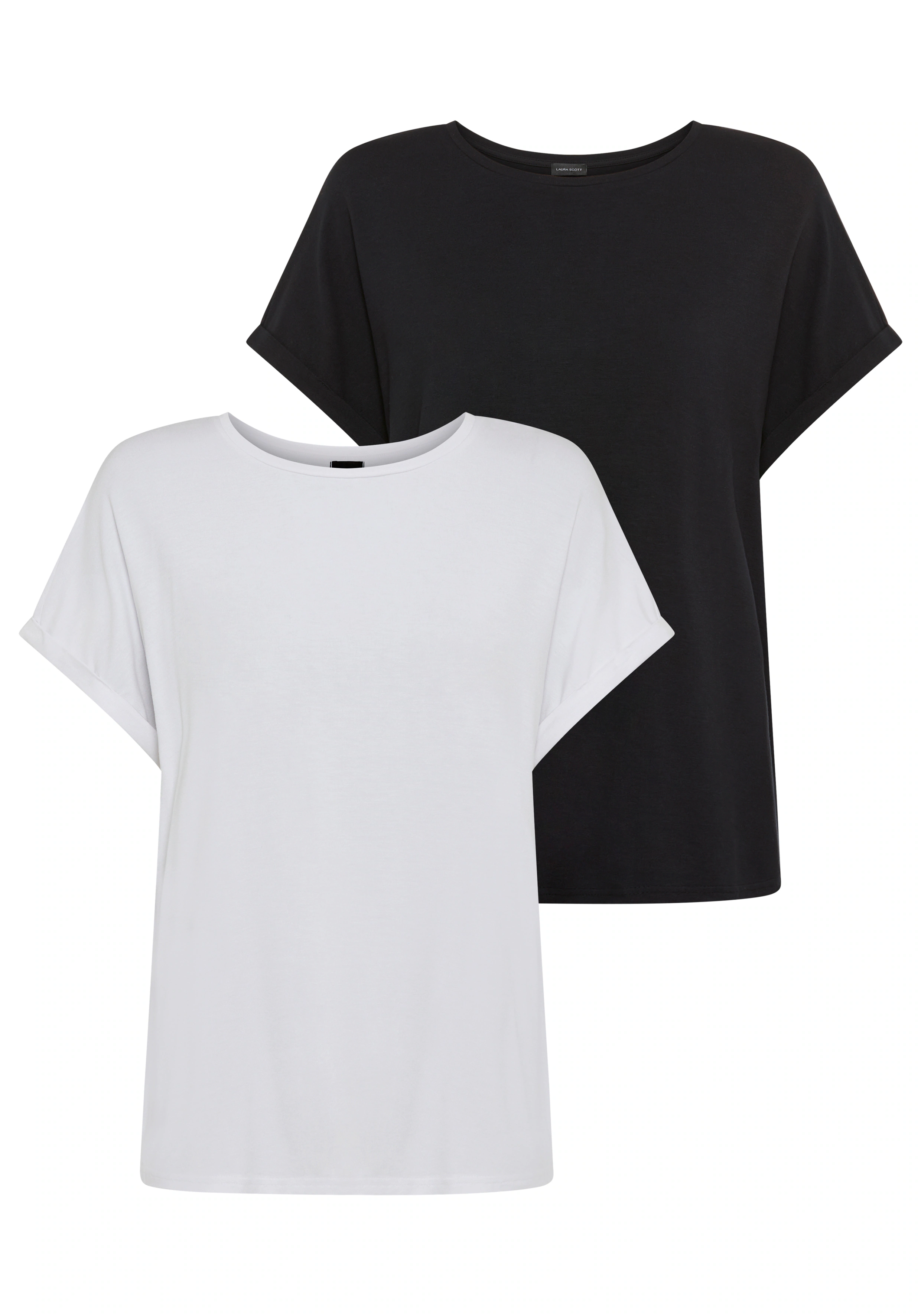Laura Scott CURVE T-Shirt, (2 tlg.), mit modischem Ärmelaufschlag - GROSSE günstig online kaufen