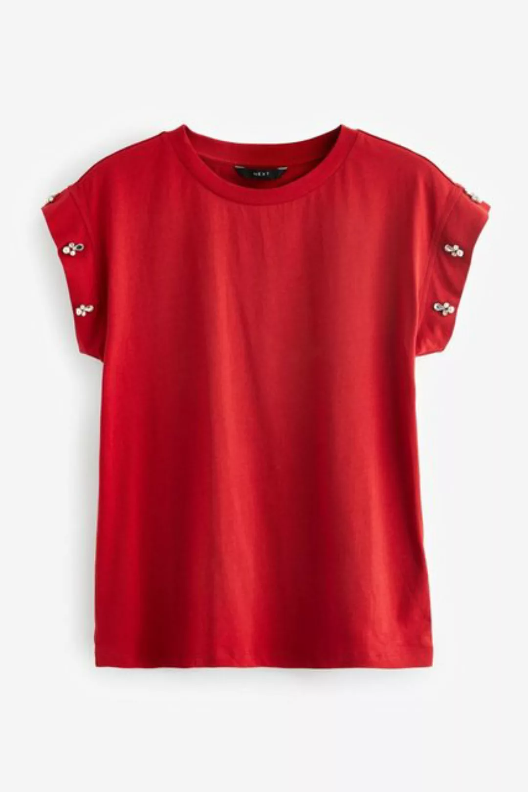 Next T-Shirt Glitzerndes T-Shirt mit Perlenärmeln (1-tlg) günstig online kaufen