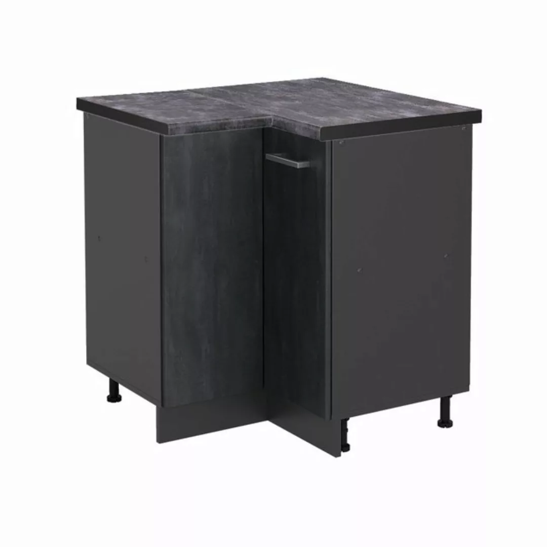 Vicco Eckunterschrank R-Line, Schwarz Beton/Anthrazit, 75.6 cm AP Anthrazit günstig online kaufen