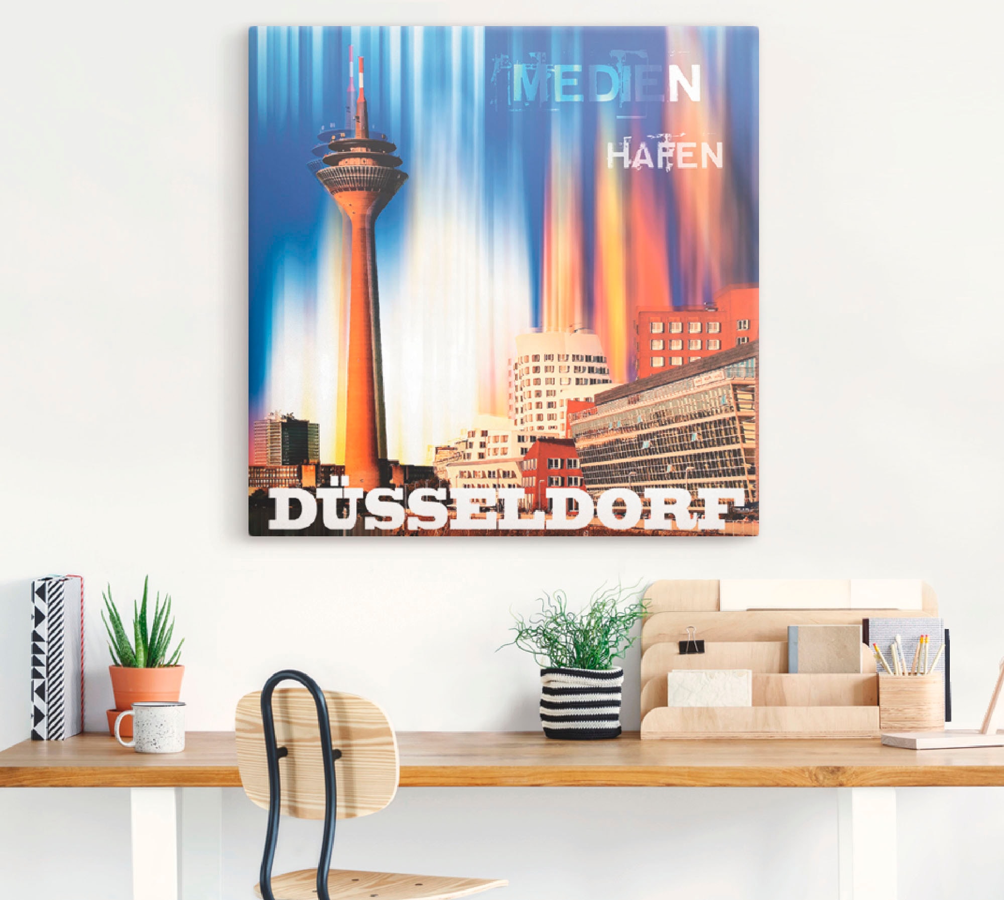 Artland Leinwandbild »Düsseldorf Skyline Abstrakt 03«, Deutschland, (1 St.) günstig online kaufen