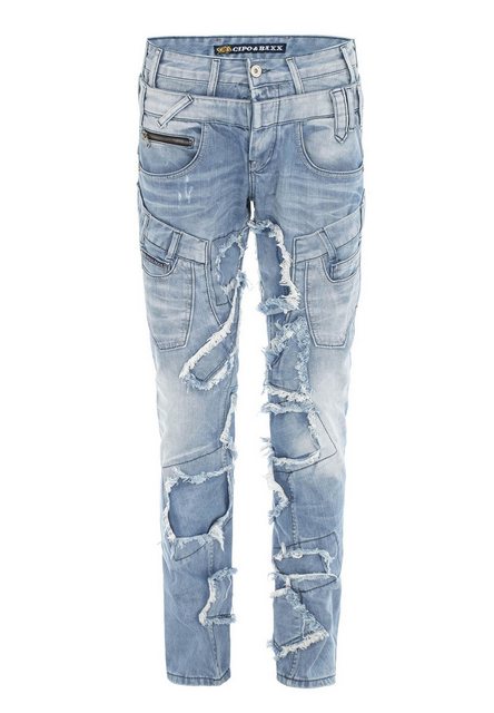 Cipo & Baxx Straight-Jeans DENIM bequeme Jeans im trendigen Patchwork-Desig günstig online kaufen