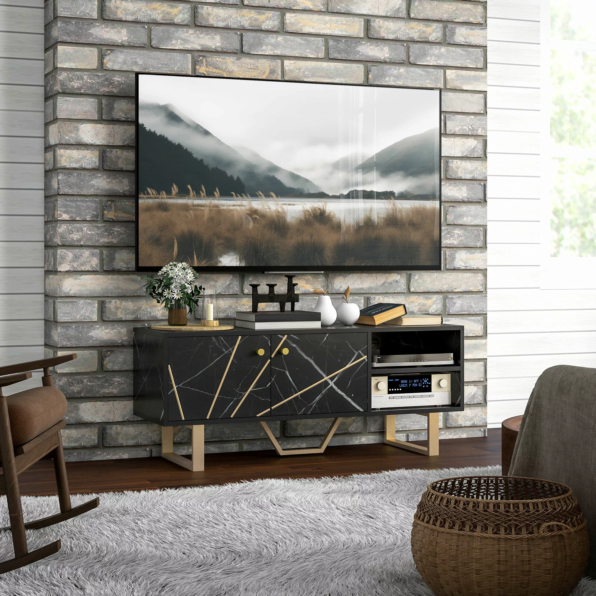 HOMCOM TV-Schrank TV-Ständer für Fernseher bis zu 50 Zoll mit Schrank, vers günstig online kaufen