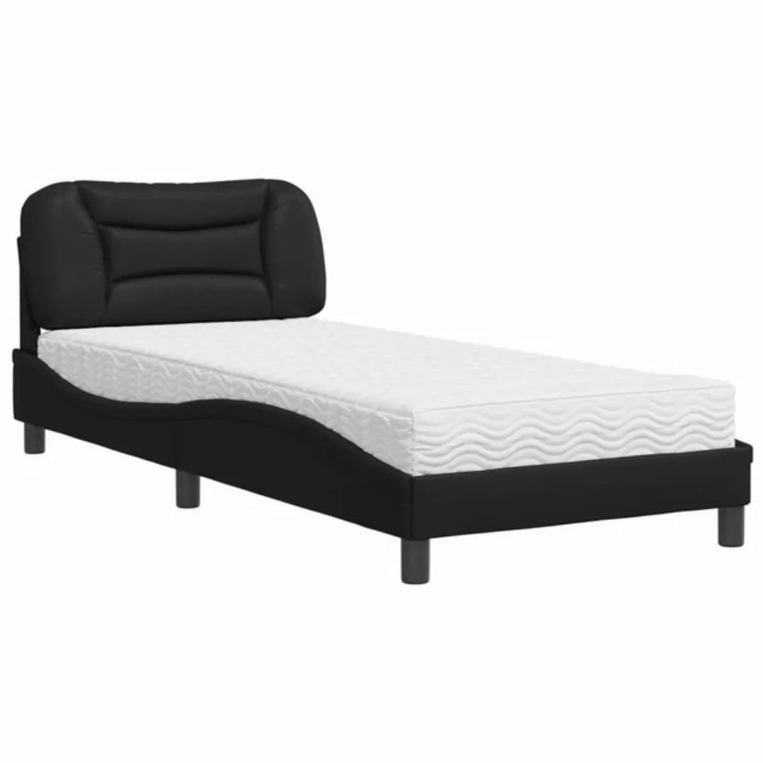 vidaXL Bett Bett mit Matratze Schwarz 80x200 cm Kunstleder günstig online kaufen