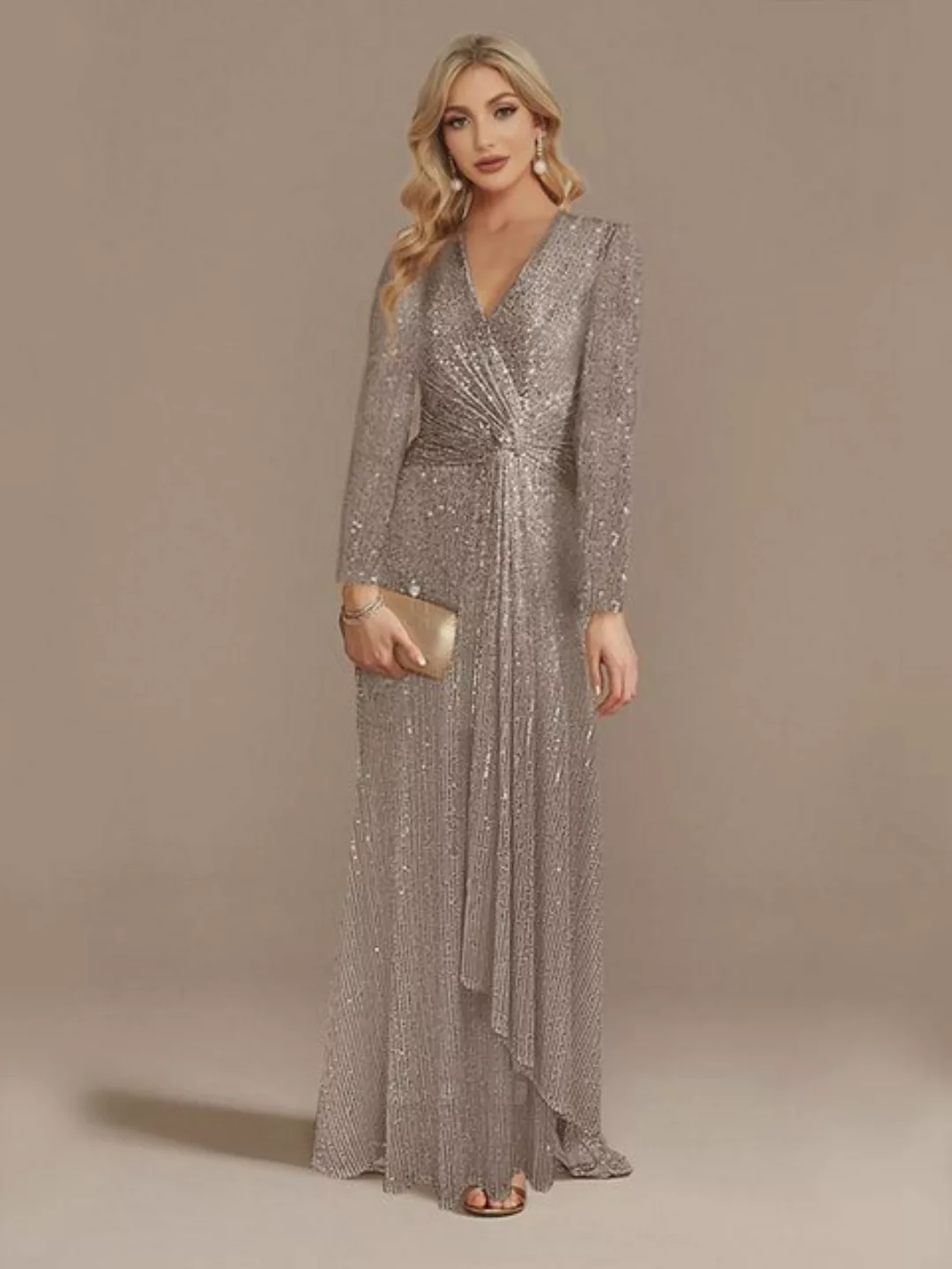 KIKI Strickkleid Langärmelige Abendkleider mit V-Ausschnitt günstig online kaufen