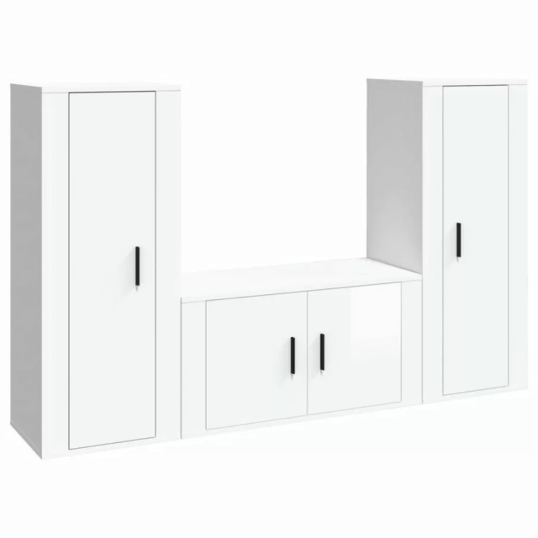 Vidaxl 3-tlg. Tv-schrank-set Hochglanz-weiß Holzwerkstoff günstig online kaufen