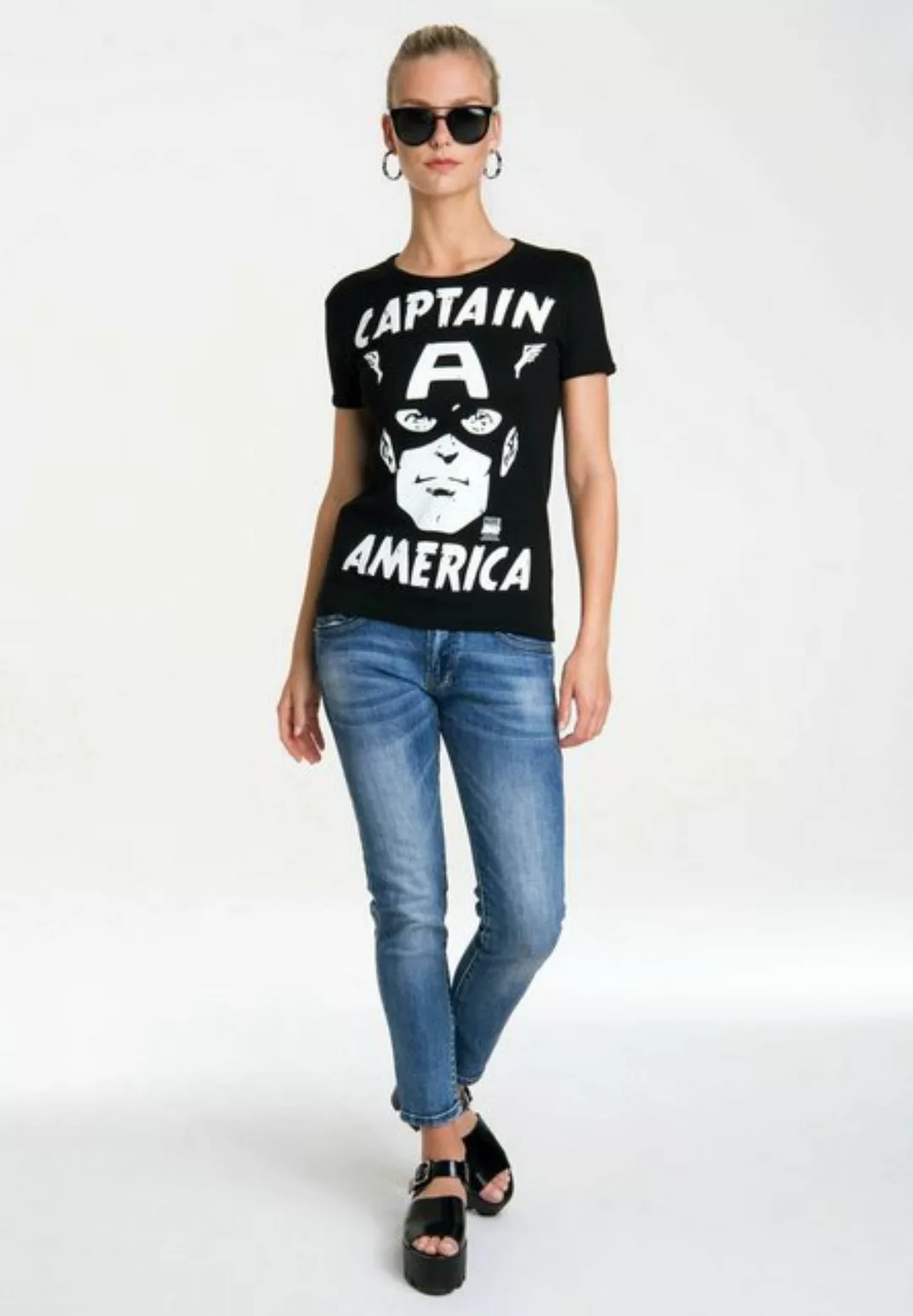 LOGOSHIRT T-Shirt Captain America – Portrait mit lizenziertem Originaldesig günstig online kaufen