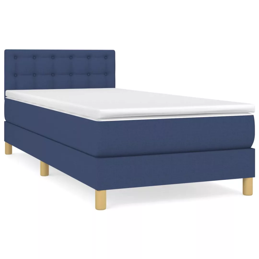 Vidaxl Boxspringbett Mit Matratze Blau 90x200 Cm Stoff günstig online kaufen