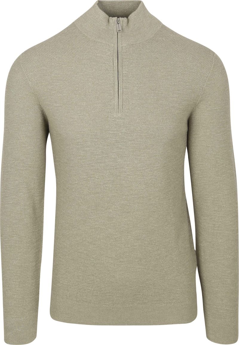 Profuomo Half Zip Pullover Struktur Mid Grün - Größe S günstig online kaufen