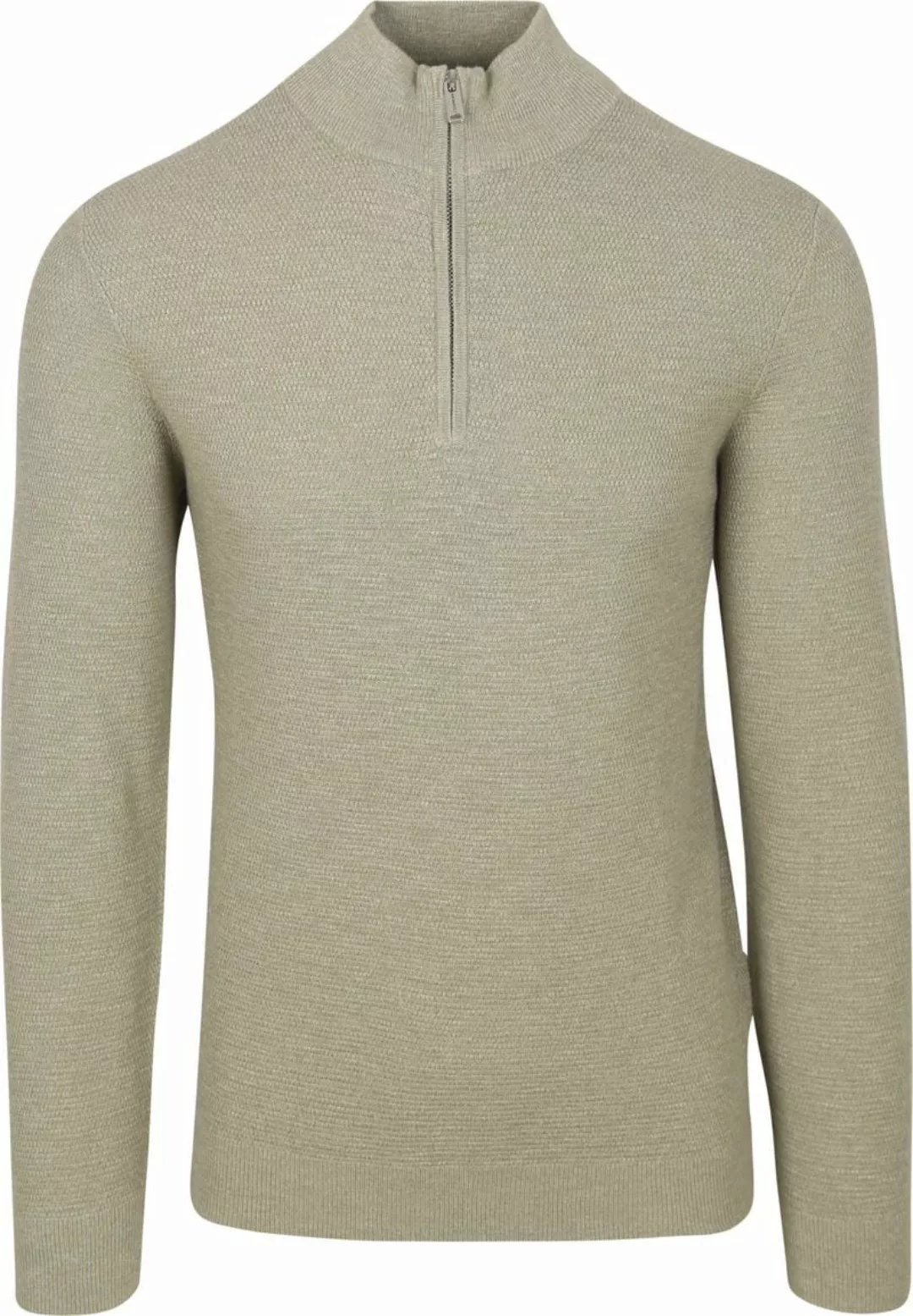 Profuomo Half Zip Pullover Struktur Mid Grün - Größe M günstig online kaufen