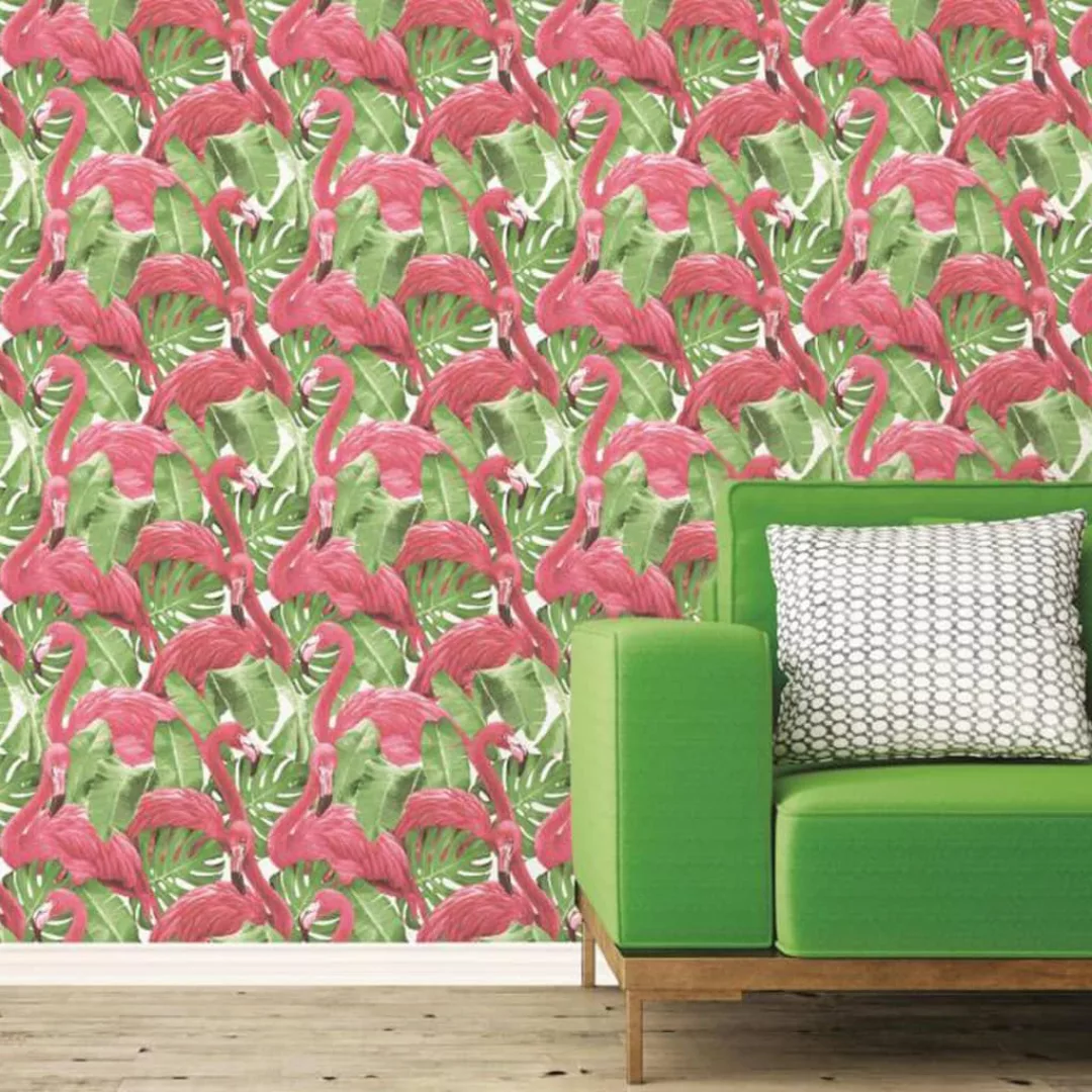 Noordwand Tapete Flamingo And Monstera Rosa günstig online kaufen