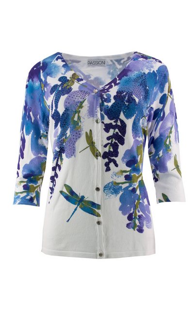 Passioni Cardigan Lilafarbenes Sommer Twinset mit Aquarell-Blumendruck und günstig online kaufen