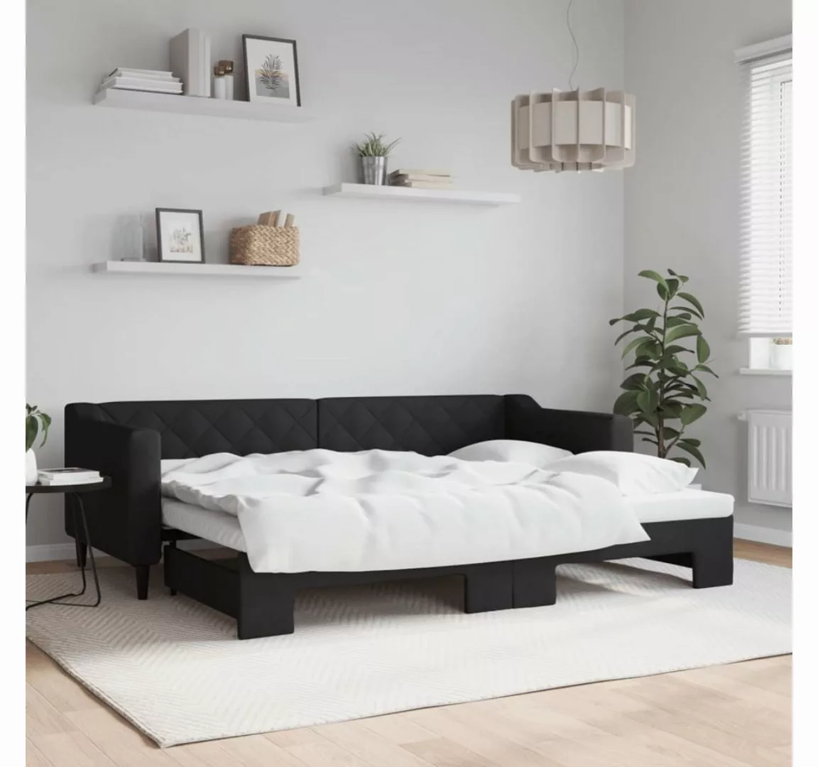 vidaXL Gästebett Gästebett Tagesbett Ausziehbar Schwarz 80x200 cm Stoff Bet günstig online kaufen