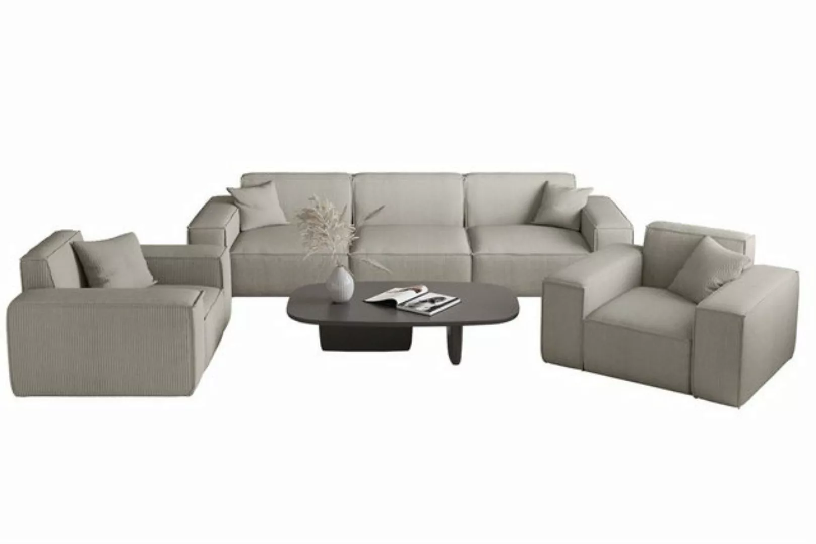 Fun Möbel Sofa Designersofa CESINA 3-Sitzer in Stoff, inkl. 2 Zierkissen, R günstig online kaufen