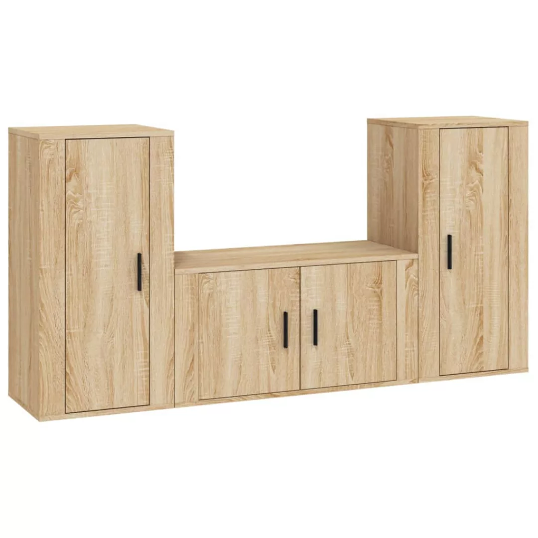 Vidaxl 3-tlg. Tv-schrank-set Sonoma-eiche Holzwerkstoff günstig online kaufen