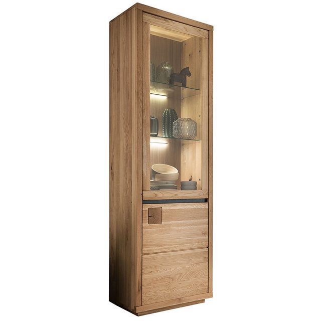 Lomadox Vitrine WINCHESTER-69 Vitrinenschrank Standvitrine 65 cm Eiche mass günstig online kaufen