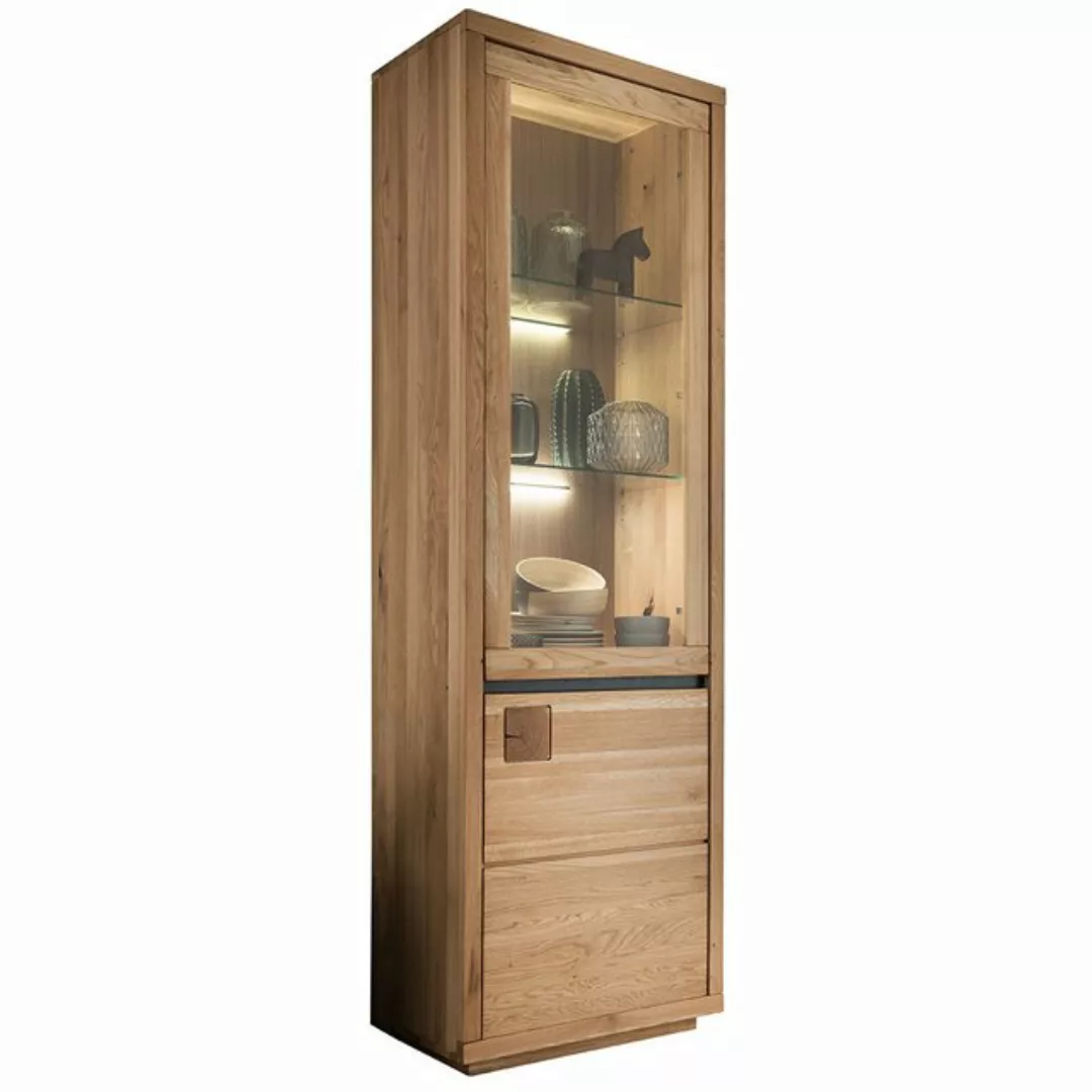 Lomadox Vitrine WINCHESTER-69 Vitrinenschrank Standvitrine 65 cm Eiche mass günstig online kaufen