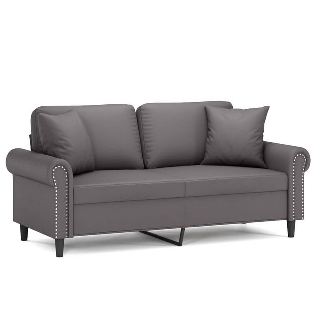 vidaXL Sofa 2-Sitzer-Sofa mit Zierkissen Grau 140 cm Kunstleder günstig online kaufen