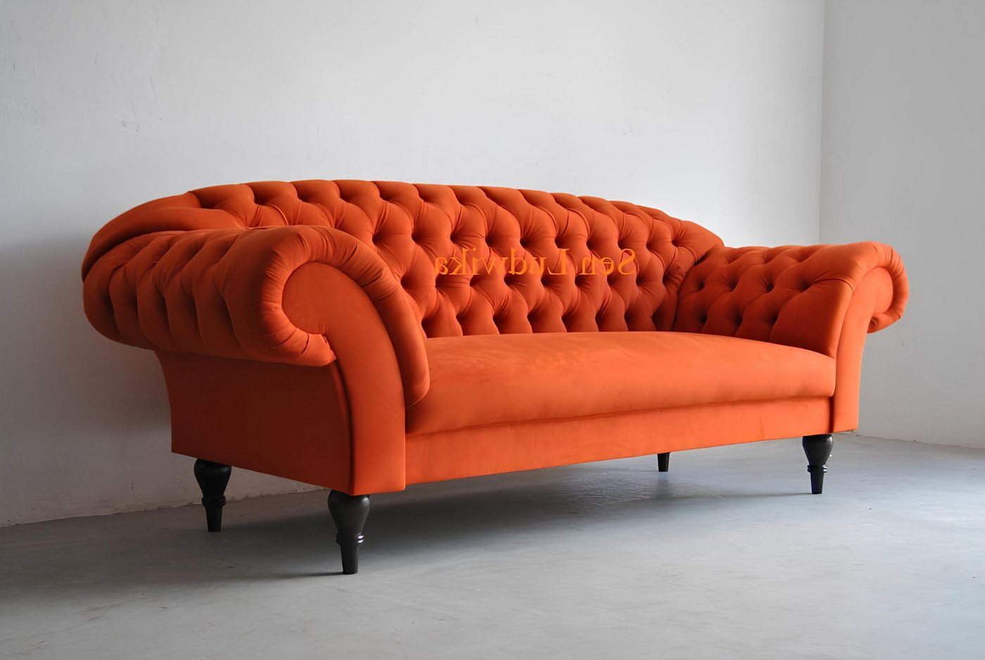 Xlmoebel Sofa Neue orangefarbene Chesterfield-Stoffsofa mit 3 Sitzen in, He günstig online kaufen