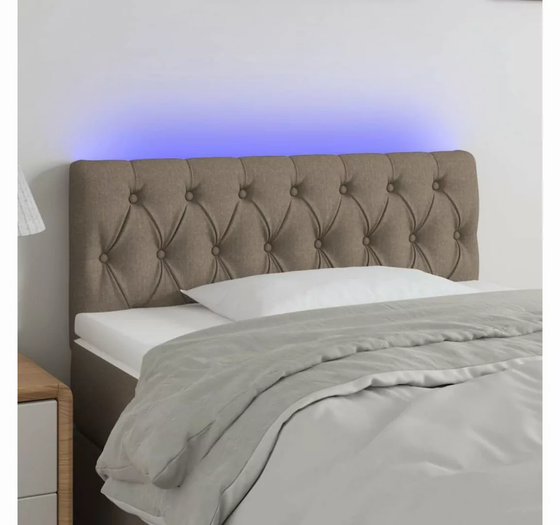 vidaXL Bett, LED Kopfteil Taupe 90x7x78/88 cm Stoff günstig online kaufen