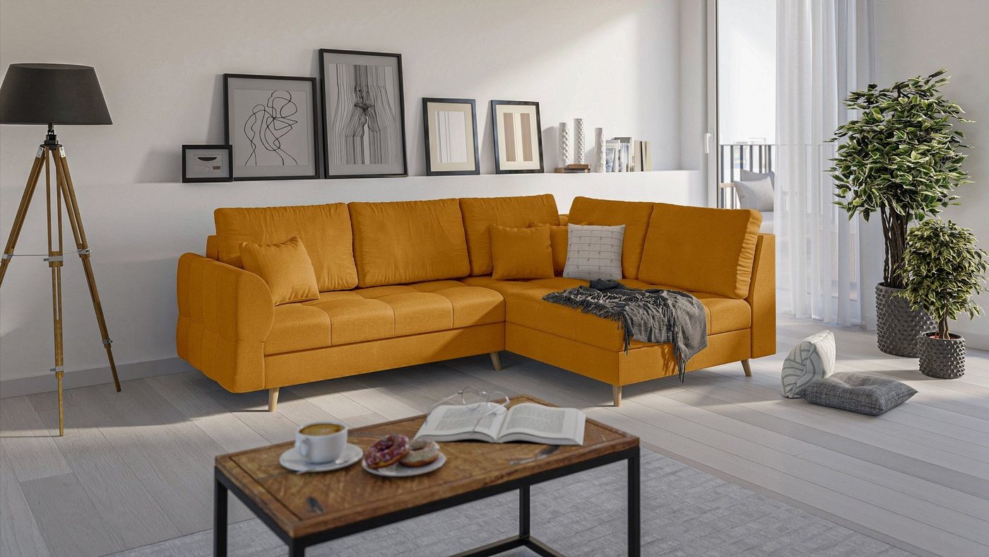 S-Style Möbel Ecksofa Cuba mit Holzfüßen im skandinavischen Stil, Ottomane günstig online kaufen