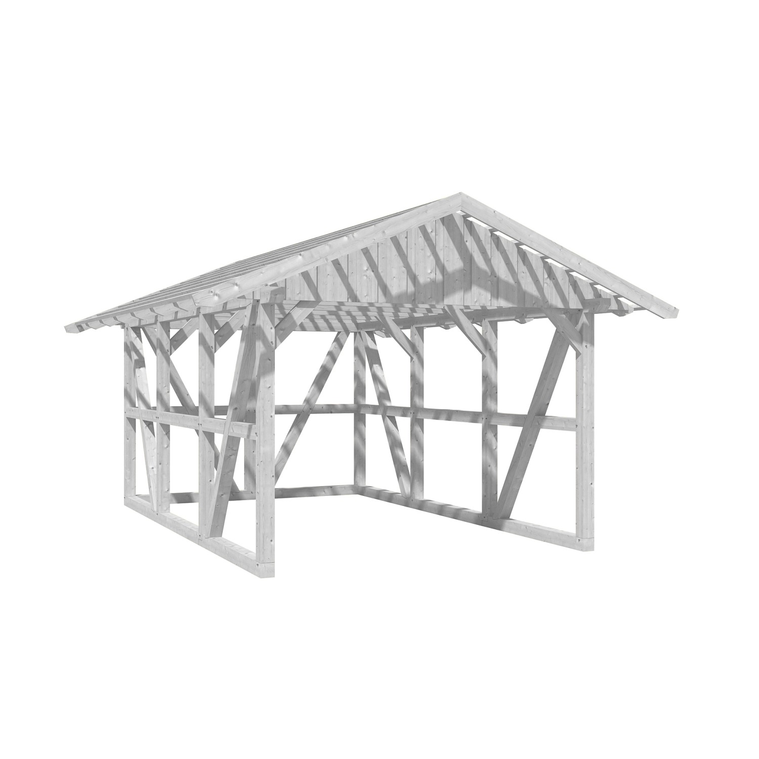 Skan Holz Carport Schwarzwald m. Dachlattung u. Rückwand 424 x 600 cm Weiß günstig online kaufen