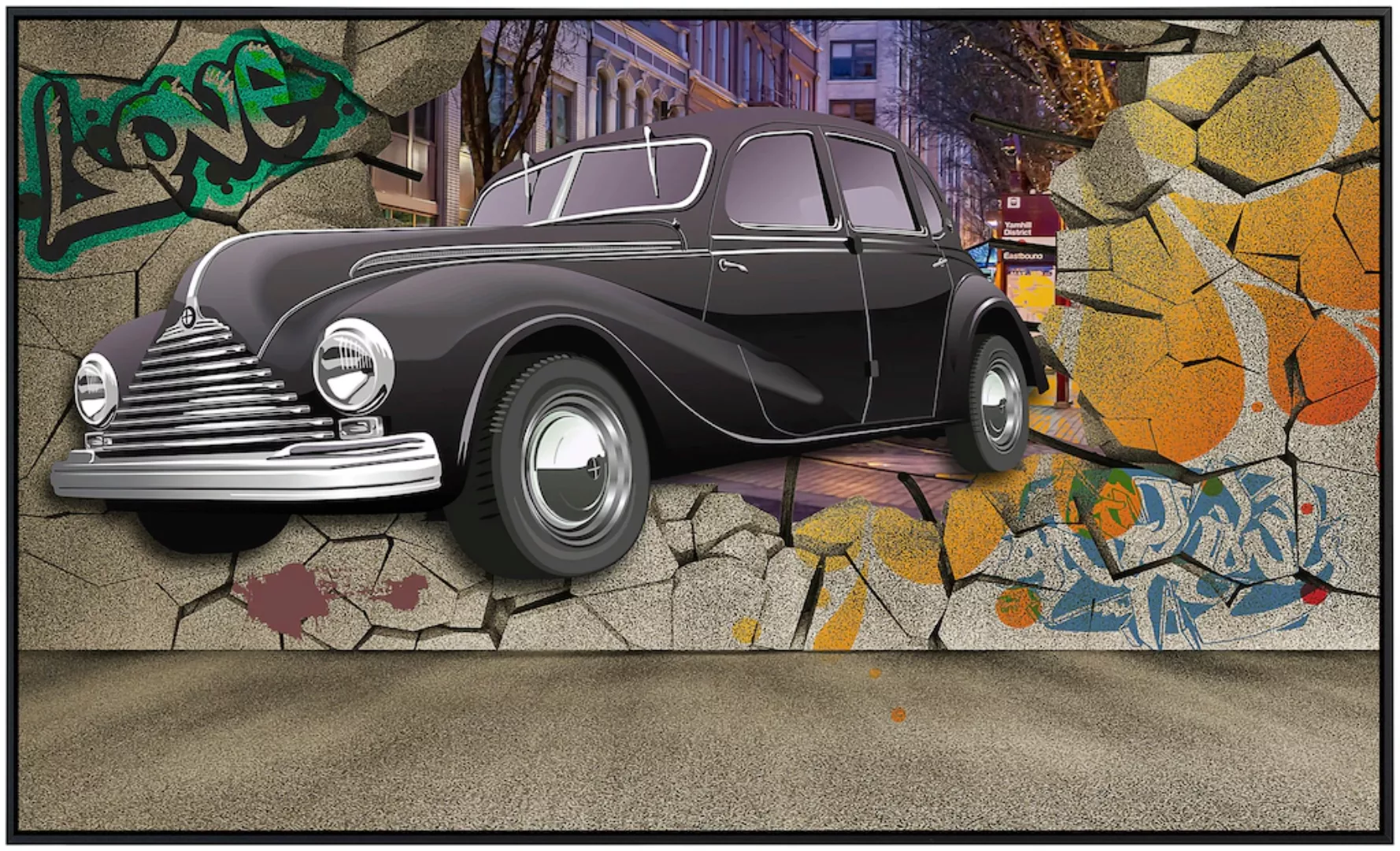 Papermoon Infrarotheizung »Auto durch Mauer«, sehr angenehme Strahlungswärm günstig online kaufen