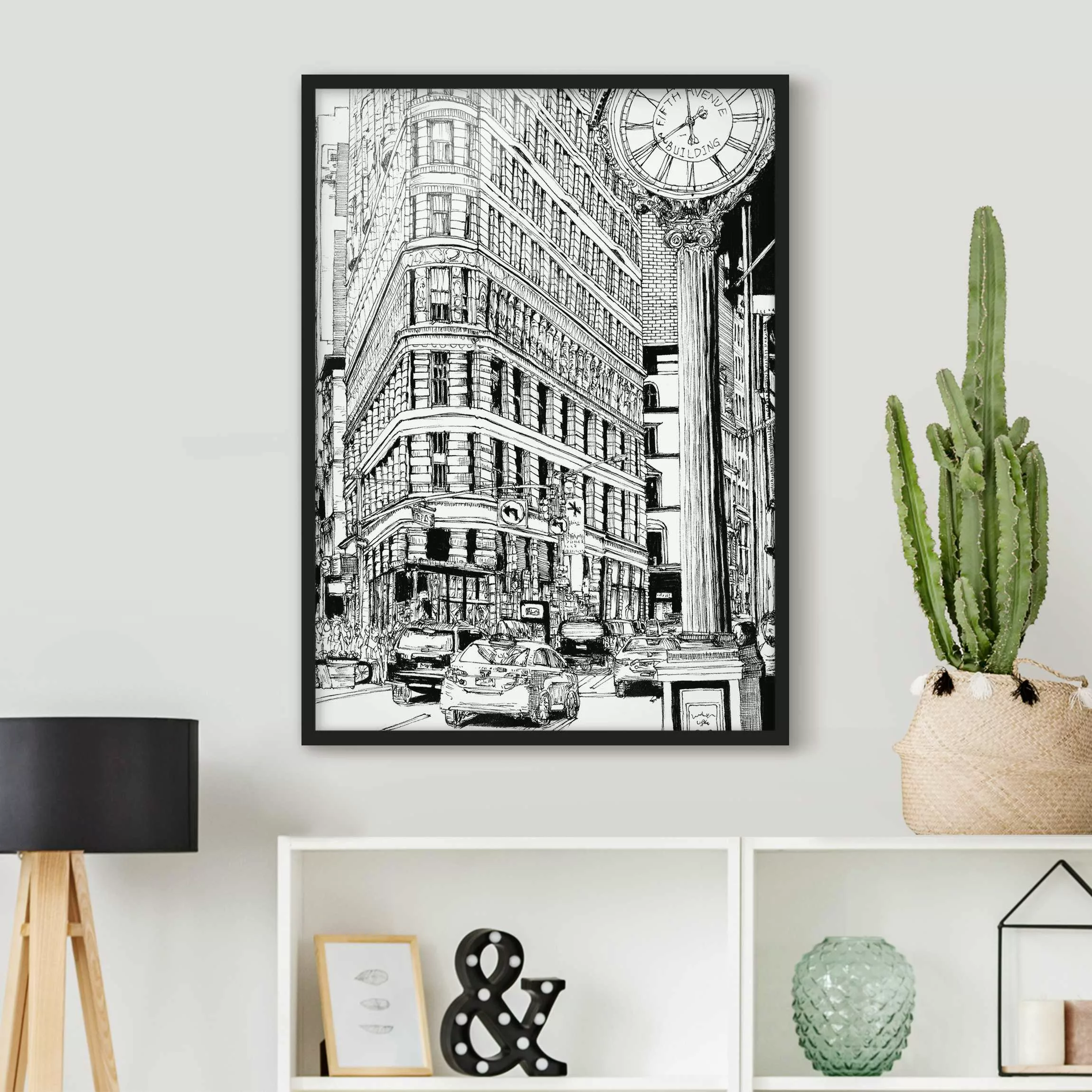 Bild mit Rahmen Architektur & Skyline - Hochformat Stadtstudie - Flatiron B günstig online kaufen