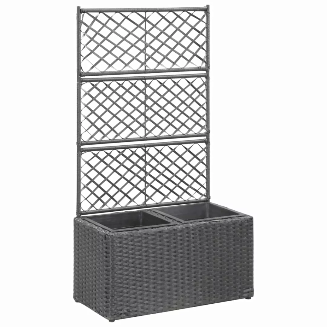 Hochbeet Mit Rankgitter 2 Töpfe 58ã30ã107cm Poly Rattan Schwarz günstig online kaufen