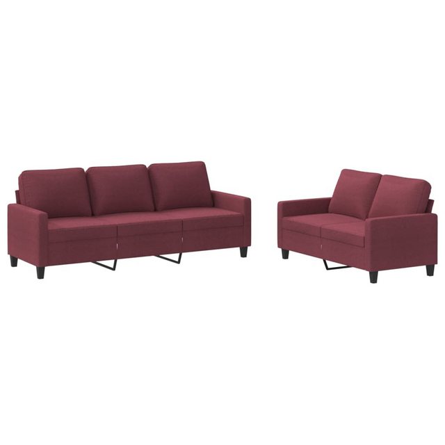 vidaXL Sofa 2-tlg. Sofagarnitur mit Kissen Weinrot Stoff günstig online kaufen