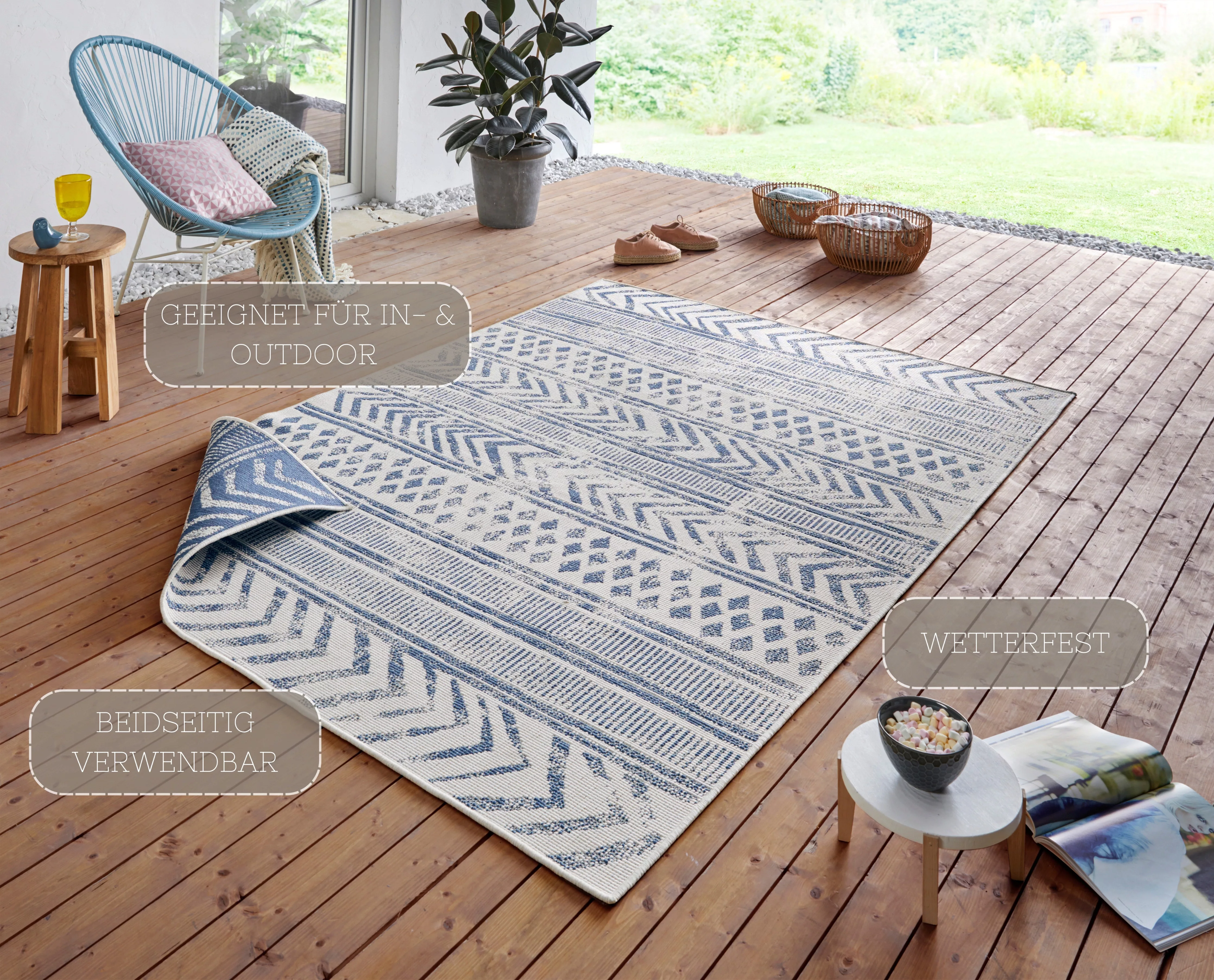 NORTHRUGS Teppich »BIRI Wendeteppich«, rechteckig, 5 mm Höhe, In-& Outdoor, günstig online kaufen