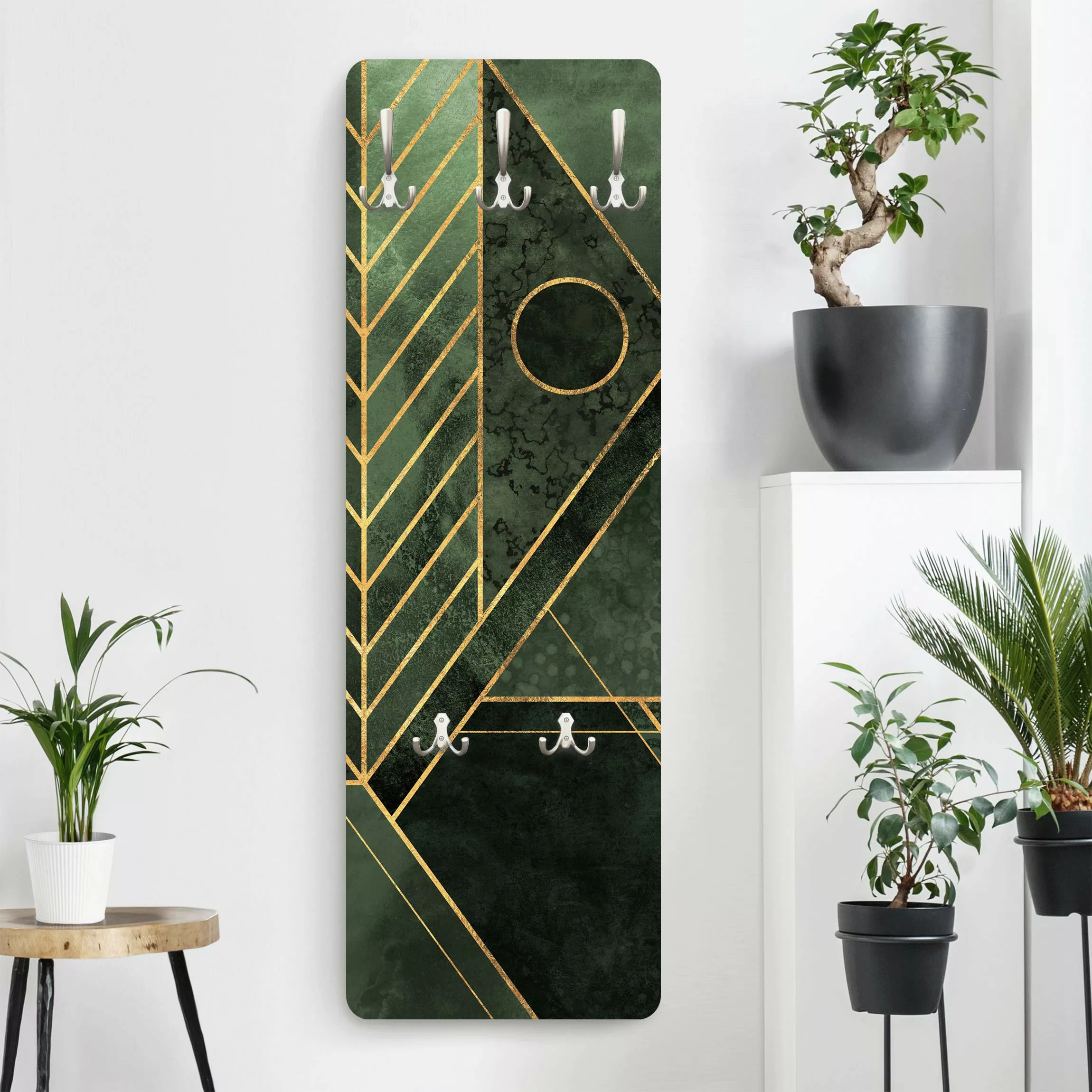 Wandgarderobe Geometrische Formen Smaragd Gold günstig online kaufen