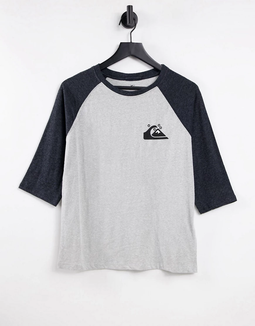 Quiksilver – T-Shirt in Grau mit Raglanärmeln günstig online kaufen