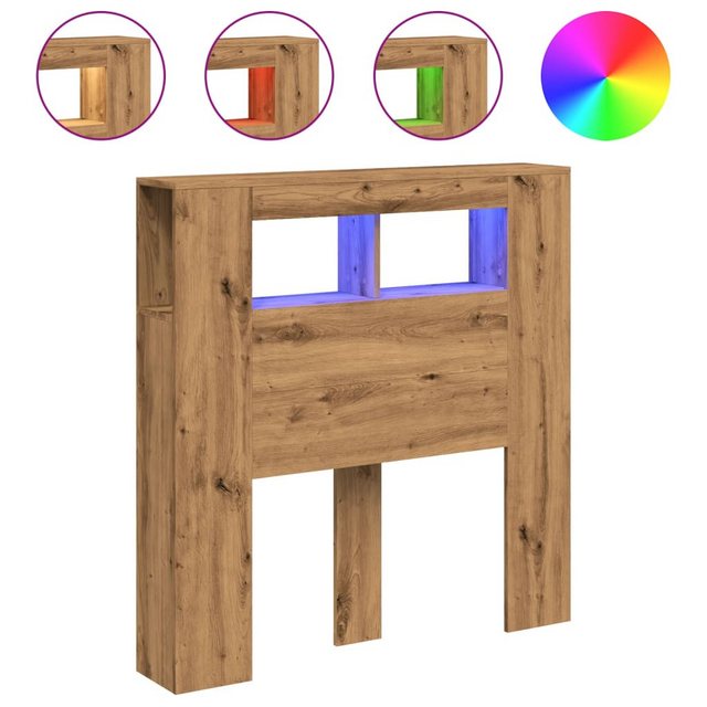 vidaXL Bett, LED-Kopfteil Artisan-Eiche 100x18,5x103,5 cm Holzwerkstoff günstig online kaufen