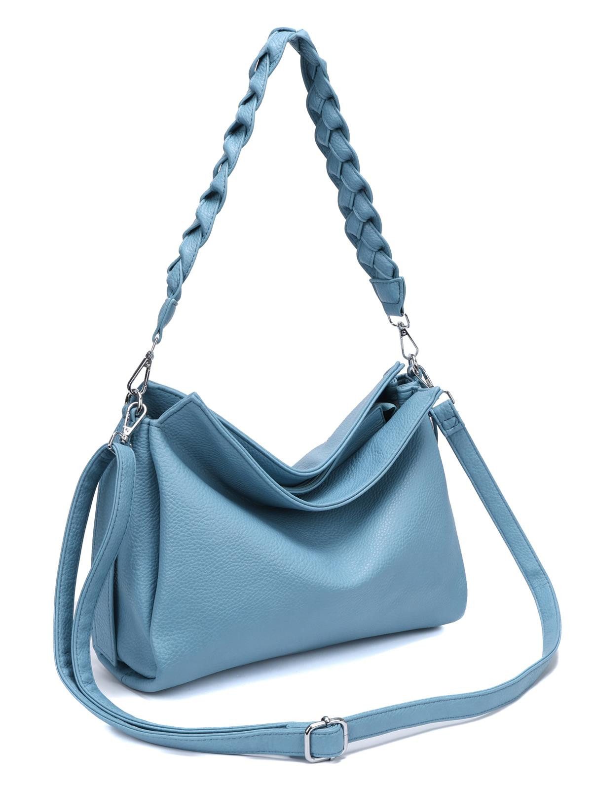 ITALYSHOP24 Schultertasche Damen Tasche Shopper FLECHTOPTIK günstig online kaufen