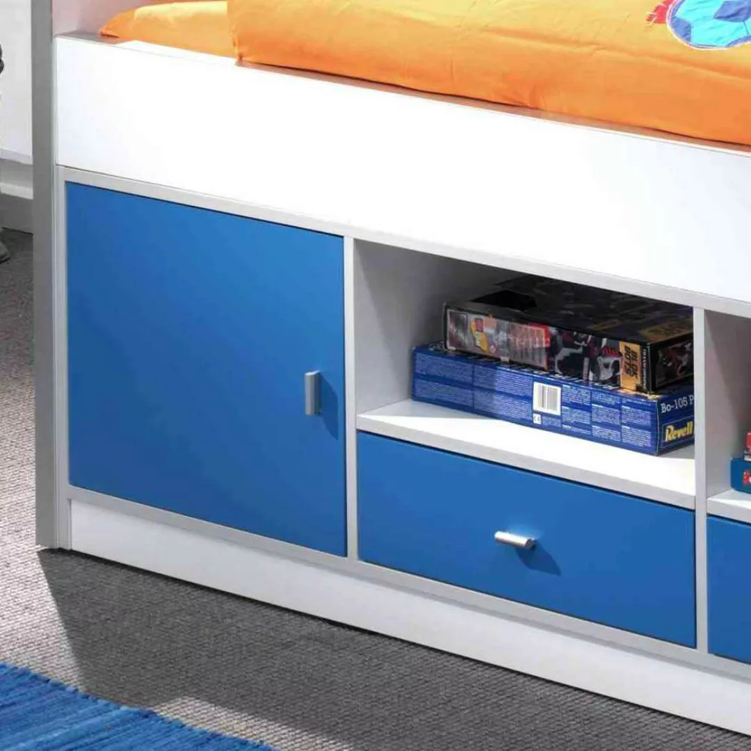 Jugendbett in Weiß-Blau Weiß günstig online kaufen