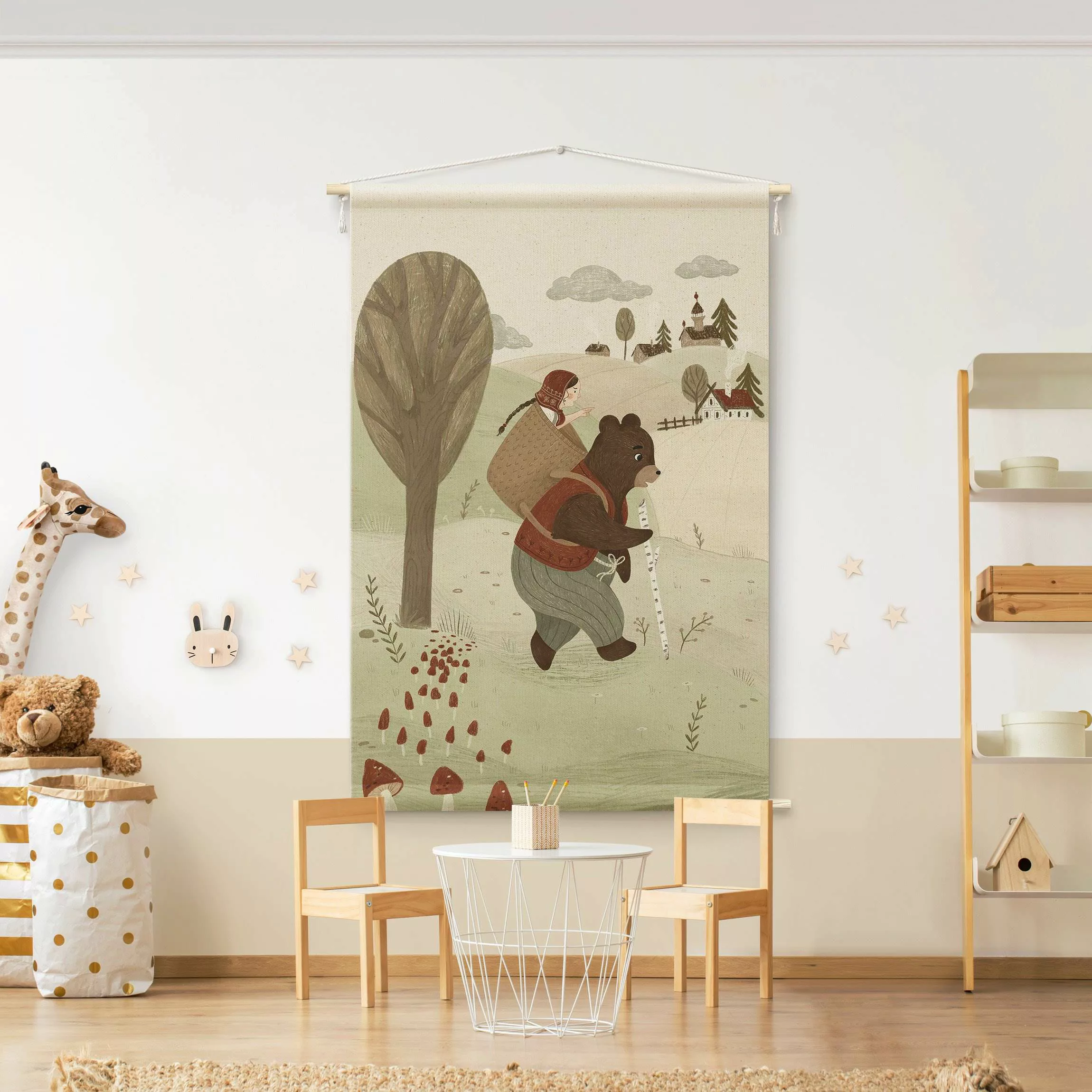 Wandteppich Anna Lunak Illustration -Mascha und der Bär günstig online kaufen
