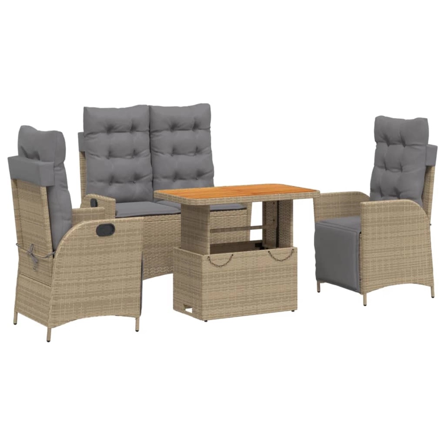 vidaXL 4-Tlg Garten-Essgruppe mit Kissen Beige Poly Rattan 3277492 günstig online kaufen